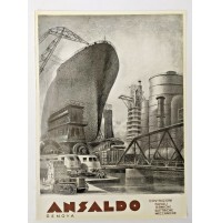 ♥ PUBBLICITA' 1950 ANSALDO GENOVA NAVALI RITAGLIO DI GIORNALE 34x24 cm
