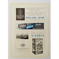 ♥ PUBBLICITA' 1950 OLIO SAIRO UNDA RADIO RITAGLIO DI GIORNALE 34x24 cm