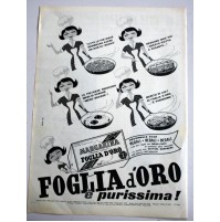♥ PUBBLICITA' 1961 MARGARINA FOGLIA D'ORO vintage RITAGLIO GIORNALE