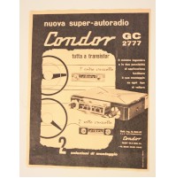 PUBBLICITA' 1964 AUTORADIO CONDOR GC2777 vintage RITAGLIO GIORNALE