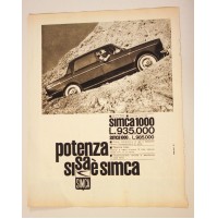 PUBBLICITA' 1964 SIMCA 1000 vintage RITAGLIO GIORNALE anni 60
