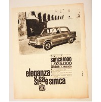 PUBBLICITA' 1964 SIMCA 1000 vintage RITAGLIO GIORNALE anni 60 B