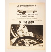 PUBBLICITA' 1964 SPYDER PEUGEOT 404 vintage RITAGLIO GIORNALE